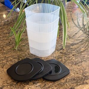 Tupperware Clear Containers with Black Lids